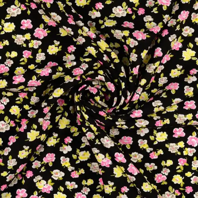 Viskose-Popeline mit buntem Blumendruck für Kleidung Original