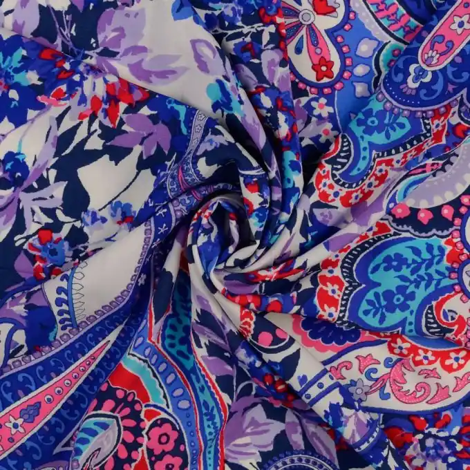 Sichere Zahlung Popeline Viskose Paisley blau violett