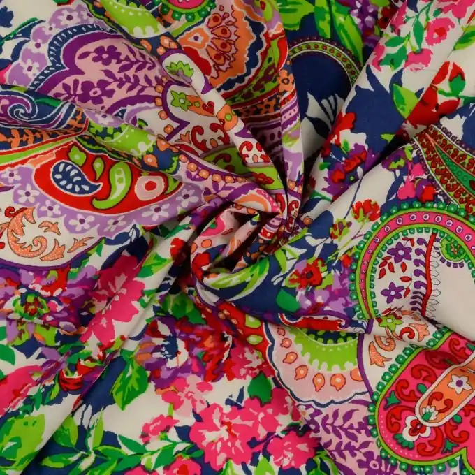 Rosa Paisley-Blumenmuster Viskose-Popeline für Kleidung Preisreduziert