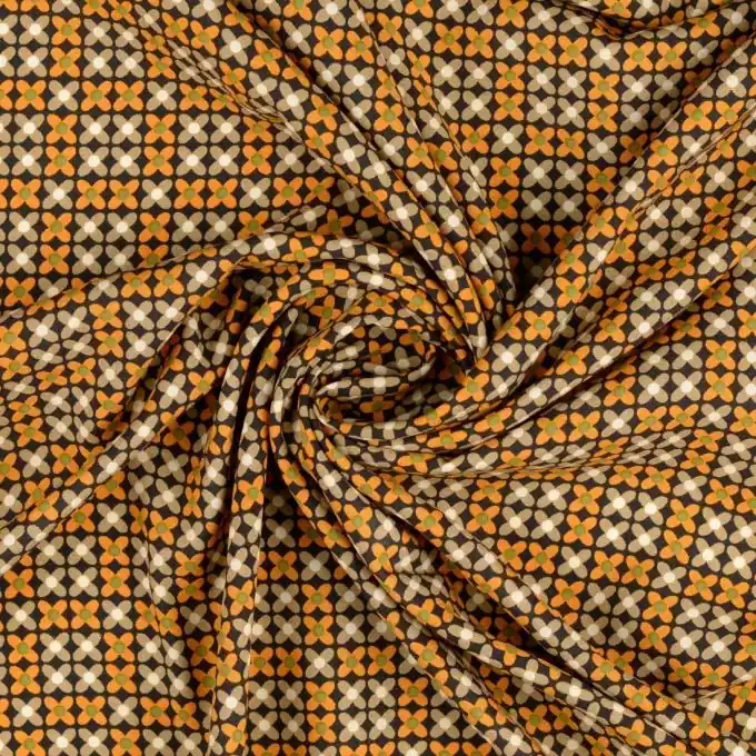 Geprüft Viskose-Popeline mit Siebzigerjahre-Blumenmuster für Kleidung