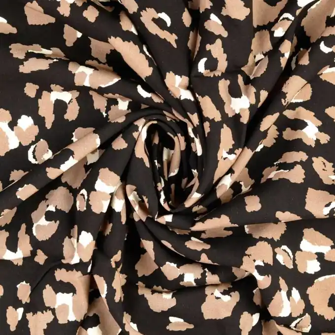 Top-Seller Viskose-Popeline mit Leoparden-Print – Schwarz