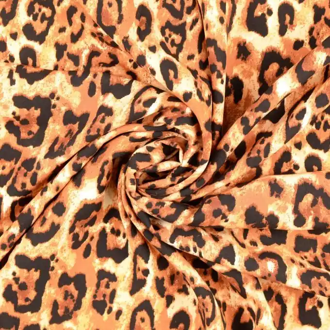 Online Kaufen Popeline Viskose Leopard Schwarz braun
