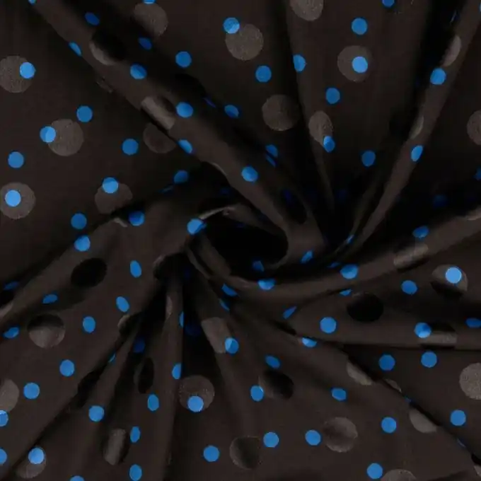 Satinstoff Polyester Punkten blau schwarz Direkt Vom Hersteller
