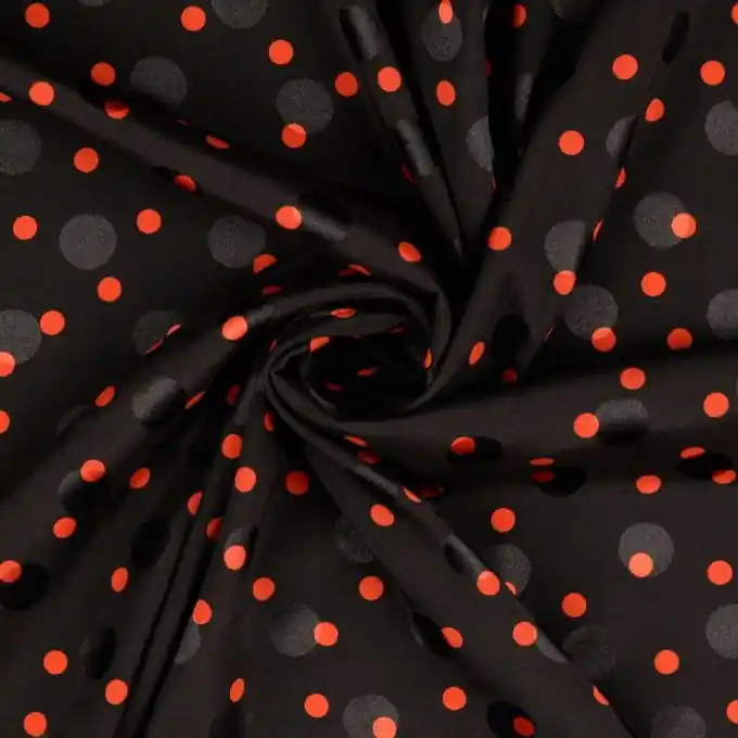 Polyester-Satin mit Polka-Dot-Print für Nachtwäsche und Kleidung Premium