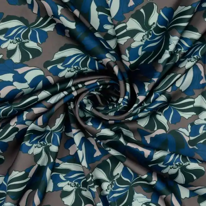 Exklusiv Satinstoff Polyester Retro blau