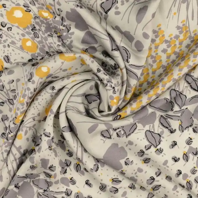 Must-Have Bedruckter Viskosesatin mit abstrakten Rosen – Grau