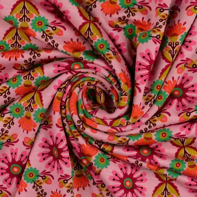 Markenware Alpenfleece Blumen Plüsch hellrosa