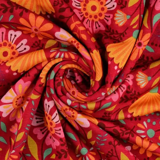 Nur Heute Alpenfleece Blumen Plüsch dunkelrosa