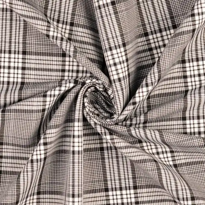 Schwarzer Tartan-Stretchstoff für körpernahe Kleidung Sichere Zahlung