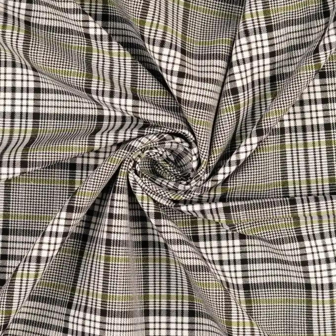 Bengaline-Stoff Tartan-Muster Grün/Schwarz/Weiß 147cm Angebot