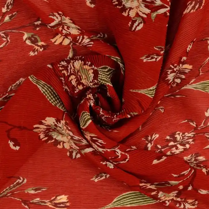 Im Trend Chiffon shrink Blumen beige