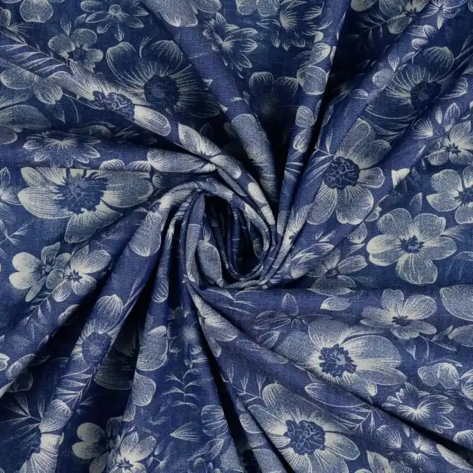 Meistverkauft Jeansstoff mit Blumenmuster – Ideal für Hosen und Jacken