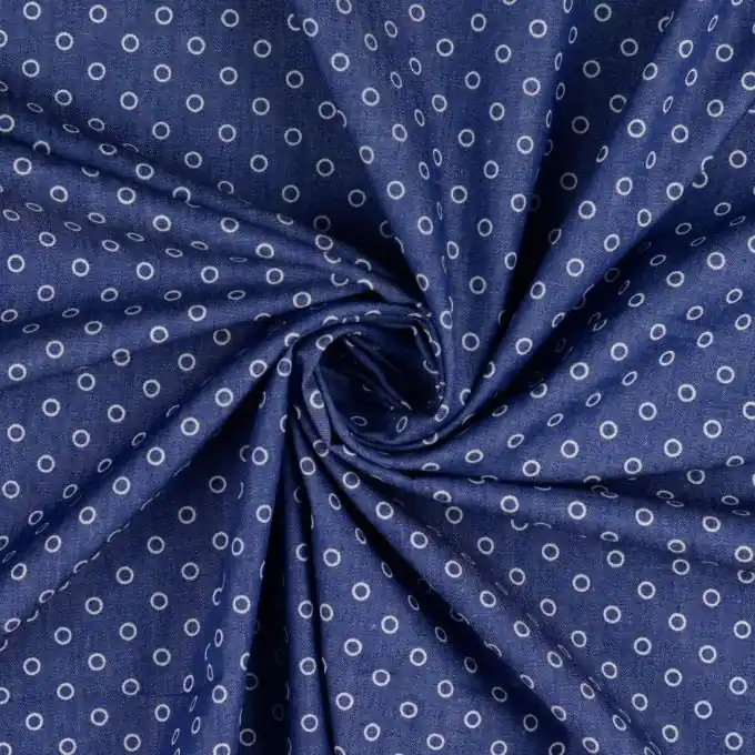 Geometrisches Kreis-Design auf dunkelblauem Denim: Perfekt für Hosen und Jacken Zertifiziert