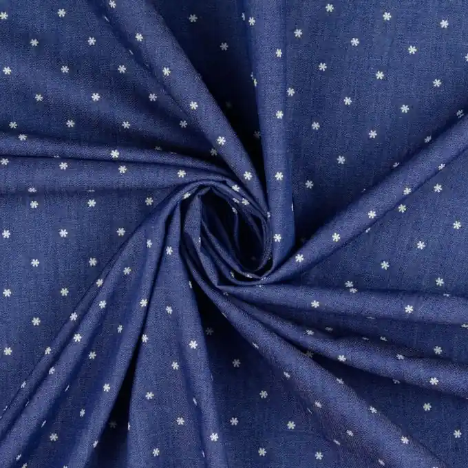 Jeansstoff kleine Blumen hellblau Schnäppchen