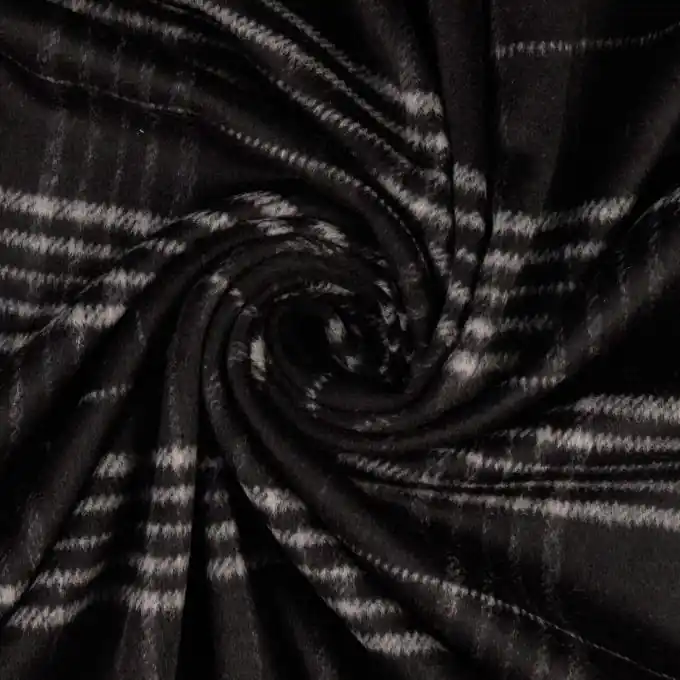 Ab Werk Wollstoff Mantel Karos schwarz