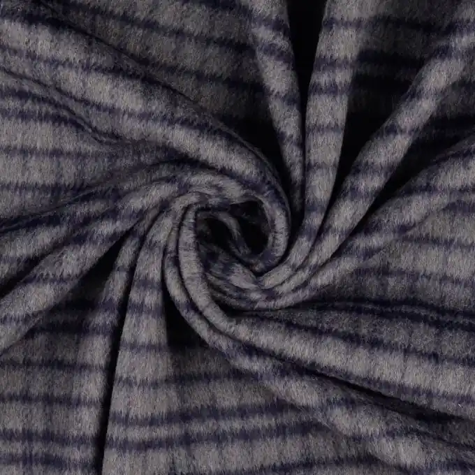 Kostenloser Rückversand Wollstoff Mantel Karos Marineblau