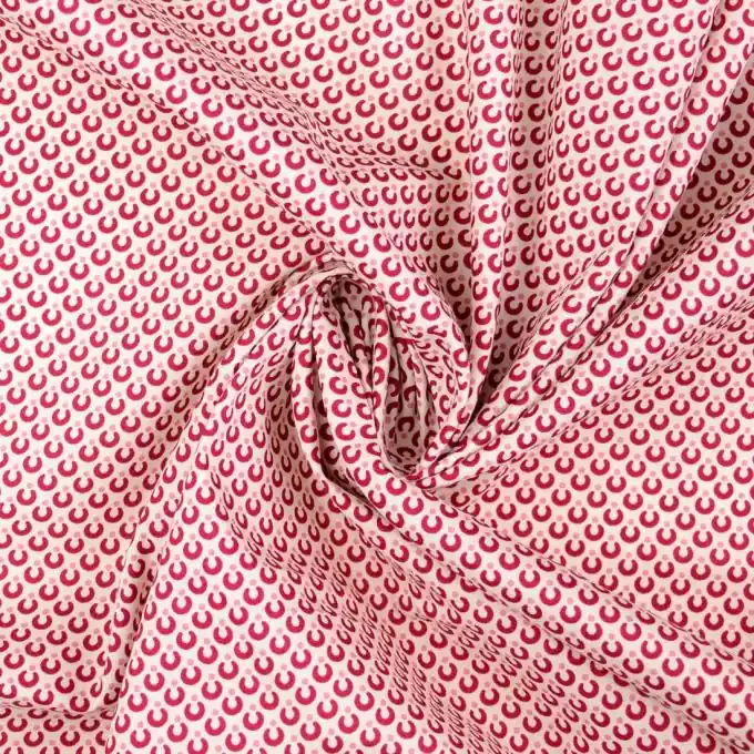 Limited Edition Geometrischer Halbkreis-Print auf ecru Baumwoll-Popeline