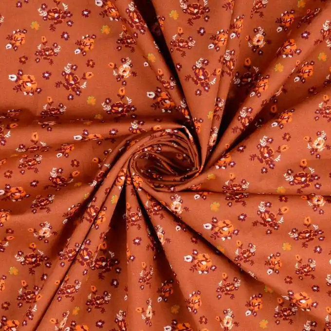 Baumwoll-Popeline mit sanftem Blumenmuster für Kreationen Ab Werk