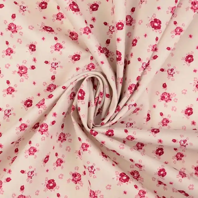 Popeline Baumwolle romantische Blumen Rosa Exklusiv