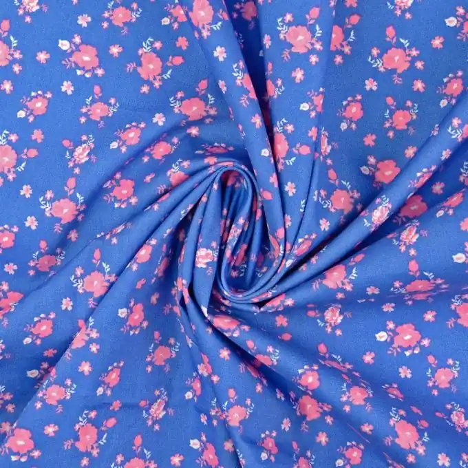 Popeline Baumwolle romantische Blumen jeansblau Must-Have