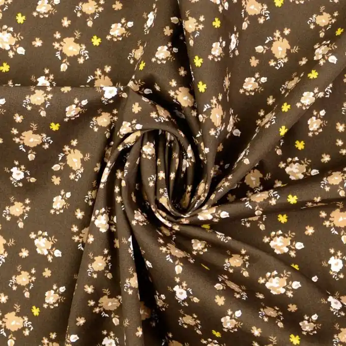 Rabatt Popeline Baumwolle romantische Blumen braun