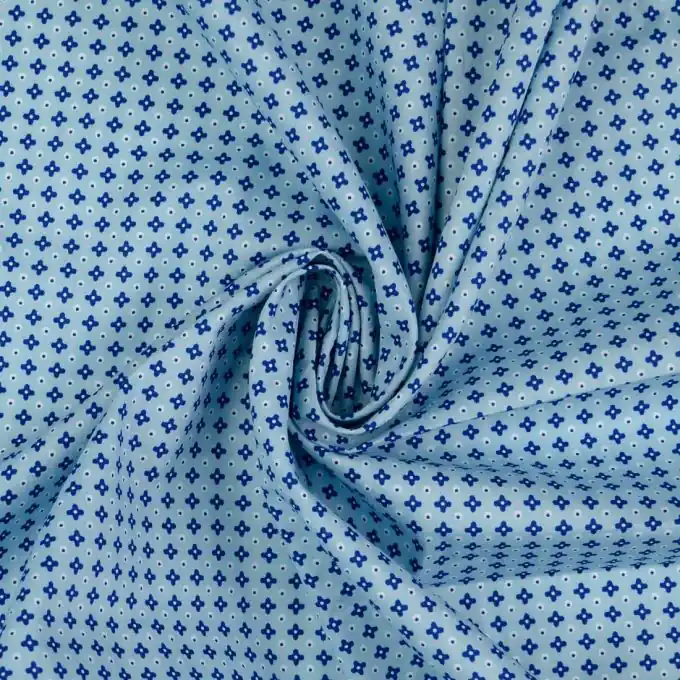Exklusiv Geometrisch bedruckte Baumwoll-Popeline in Blau – Ideal für Kleidung und Accessoires