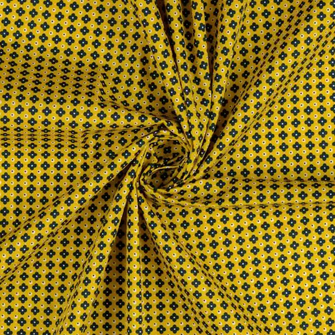 Geometrischer Baumwoll-Popeline in Gelb für Kleidung Kostenfreie Lieferung