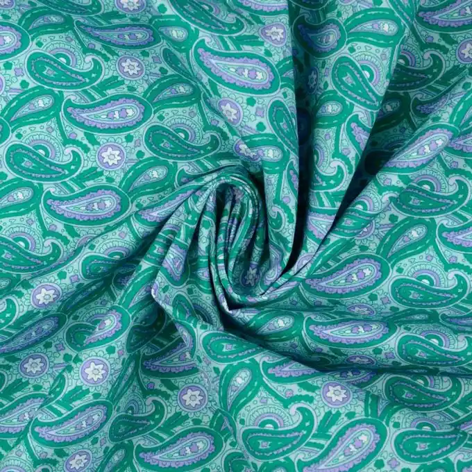 Nur Für Kurze Zeit Popeline Baumwolle Paisley grün