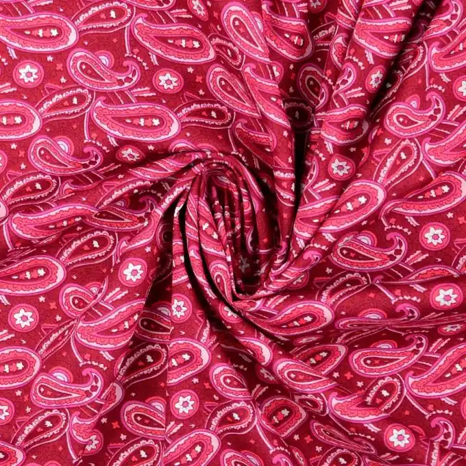 Popeline Baumwolle Paisley dunkelrosa Preisreduziert