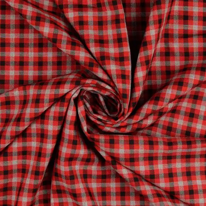 Rabatt Popeline Viskose Karos rot