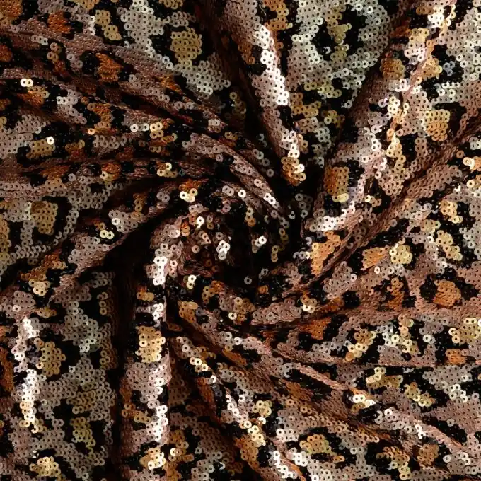 Paillettenstoff Leopard braun Top-Preis