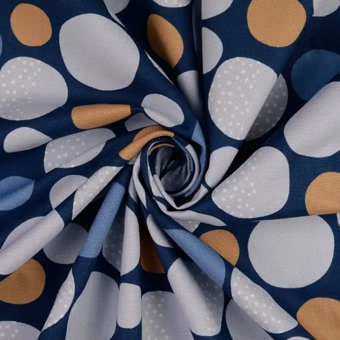 Baumwollstoff abstrakte Kreise blau Premium