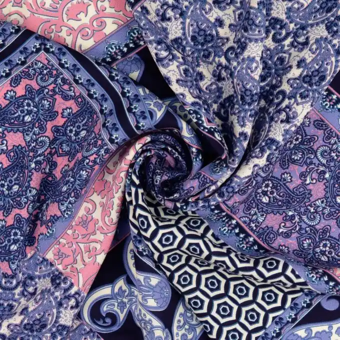 Neue Kollektion Twill Viskose blau rosa