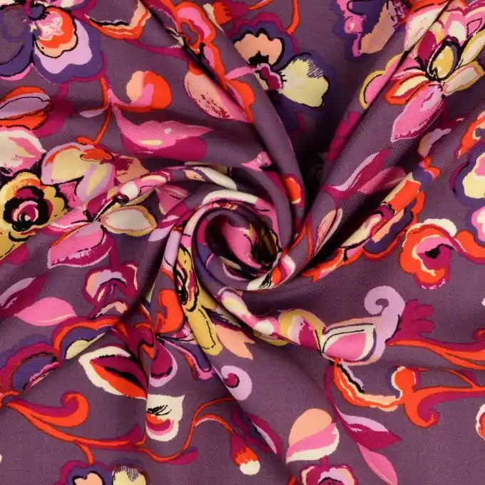 Neue Kollektion Viskose-Twill Stoff Rosa Arabesken 141cm Breite