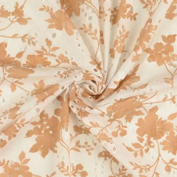 Geprüft Batist weiß Stickereien hellbraun