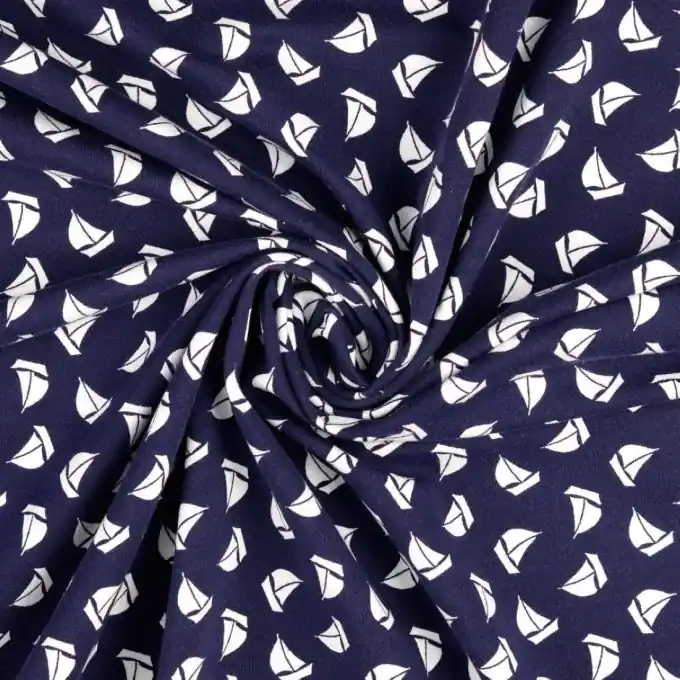 French Terry Baumwolle Schiffe Marineblau Abverkauf