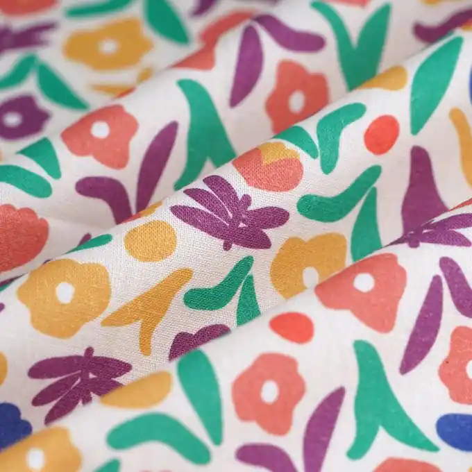 Baumwoll-Popeline Blumen bunt Finale Aktion
