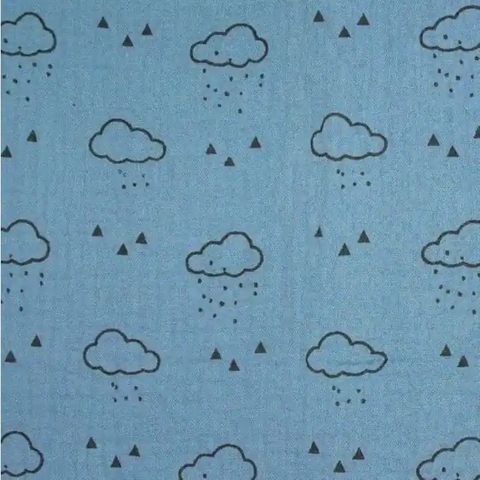 Top-Qualität Musselin blau Wolken schwarze Dreiecke