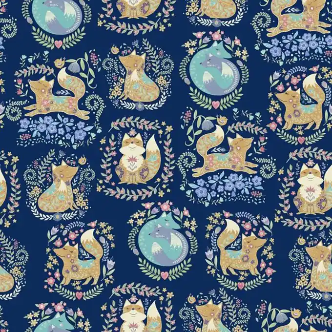 Gewebe Patch Hintergrund blau Fuchs-Muster Markenware