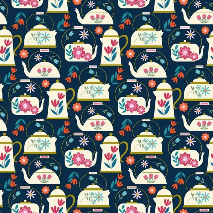 Gratis Versand Gewebe Patch 112 cm blau Teekannenmuster