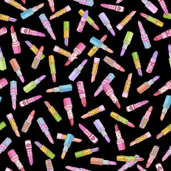 Stoff Patch Schwarz mit „Lippenstift“ Muster. Direktkauf