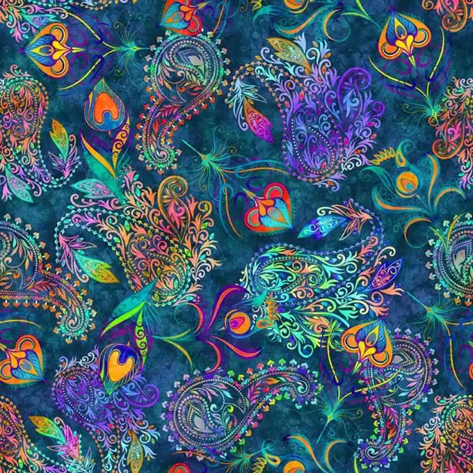 Stoff-Patch blau Mandala-Muster Echt