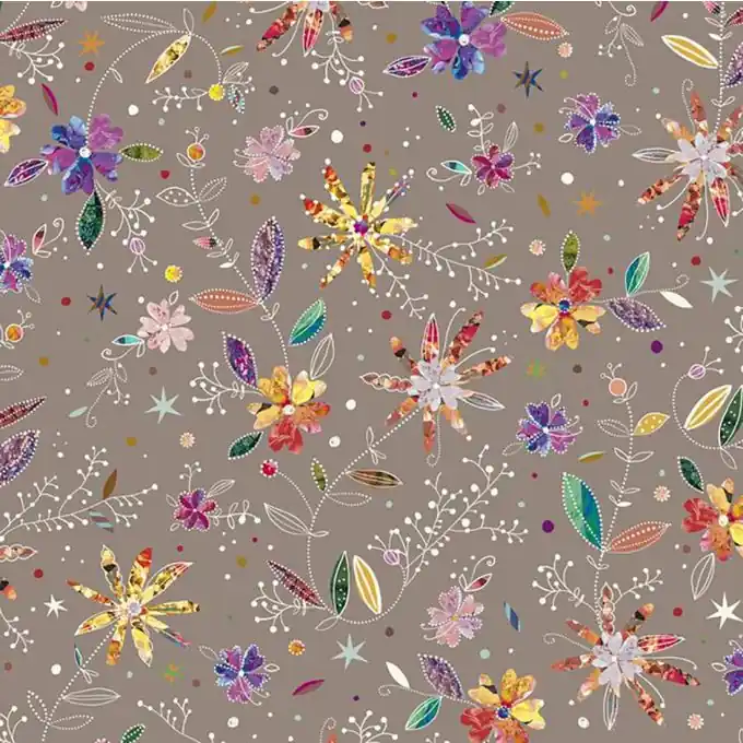 Nur Für Kurze Zeit Stoff-Patch in Taupe mit Blumenmuster