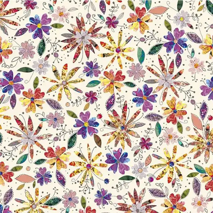 Stoff Patch Ecru Blumenmuster Nur Heute