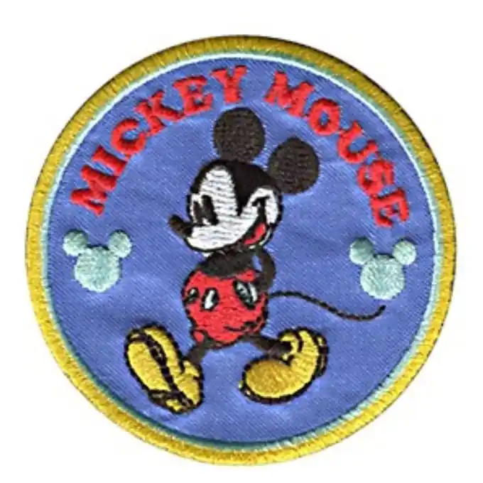 Mickey Aufnäher thermoklebend Rund Blau Retro Preis Gesenkt