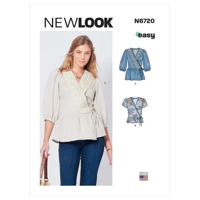 Schnittmuster Oberteil mit Wickelausschnitt und Taillenraffung – Newlook Aktuell