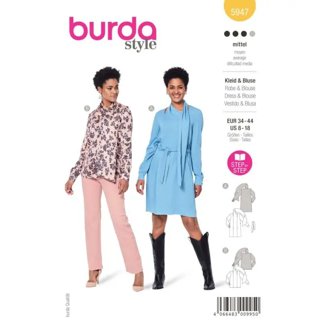 Schnittmuster Burda: Kleid Bluse 36-46 Sichere Zahlung