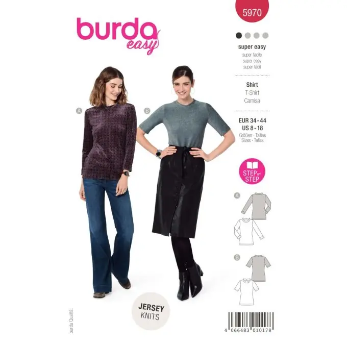 Schnittmuster Burda 5970 T-shirt 36 bis 46 Highlight