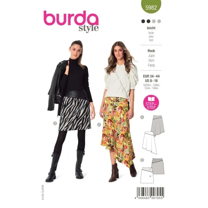 Angebot Schnittmuster Burda 5982 Rock 36 bis 46