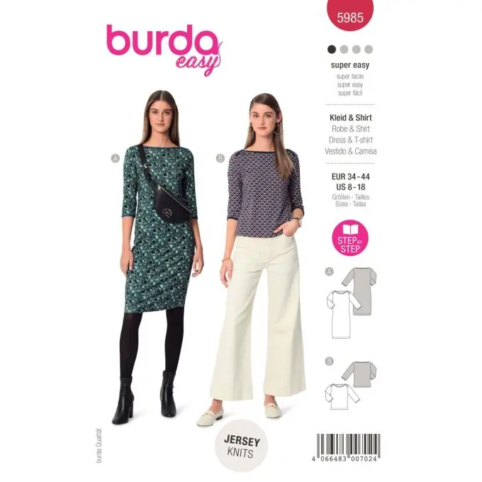Mengenrabatt Schnittmuster Burda 5985 Kleid mit 3/4 Ärmel 36 bis 46